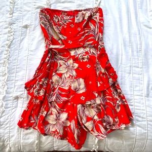 Red floral romper